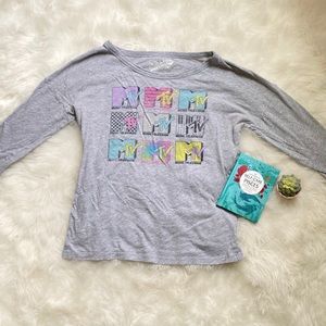 MTV Gray Long Sleeve Graphic Shirt